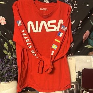 Scarlett red NASA long sleeve shirt